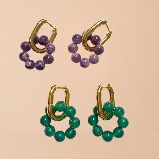 Amethyst/Jade Loop Earrings