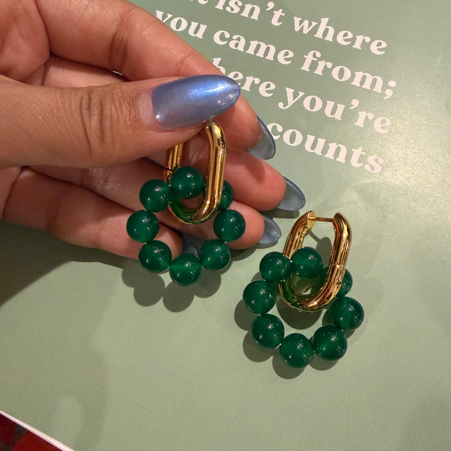 Amethyst/Jade Loop Earrings