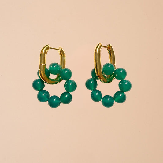 Amethyst/Jade Loop Earrings