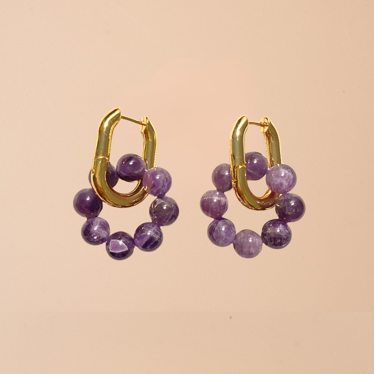 Amethyst/Jade Loop Earrings