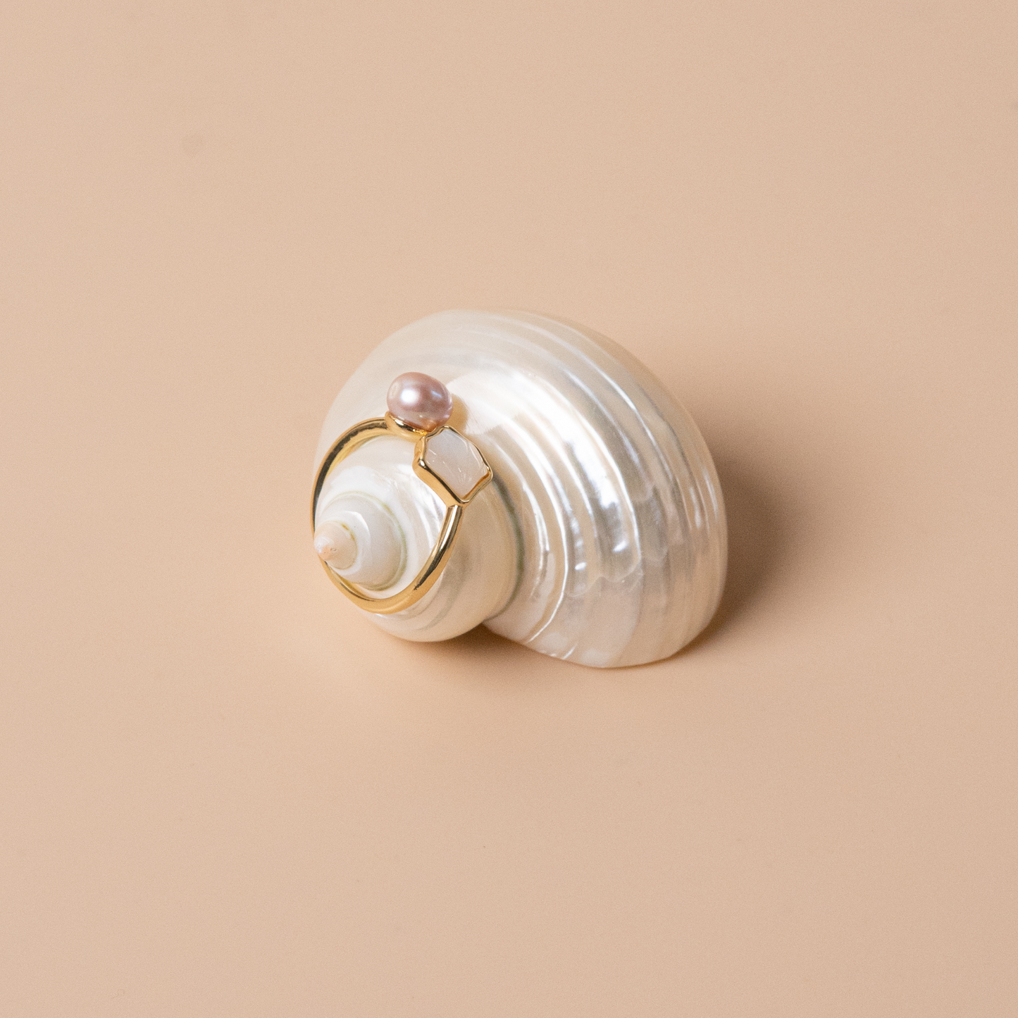Baby shell & pearl Ring